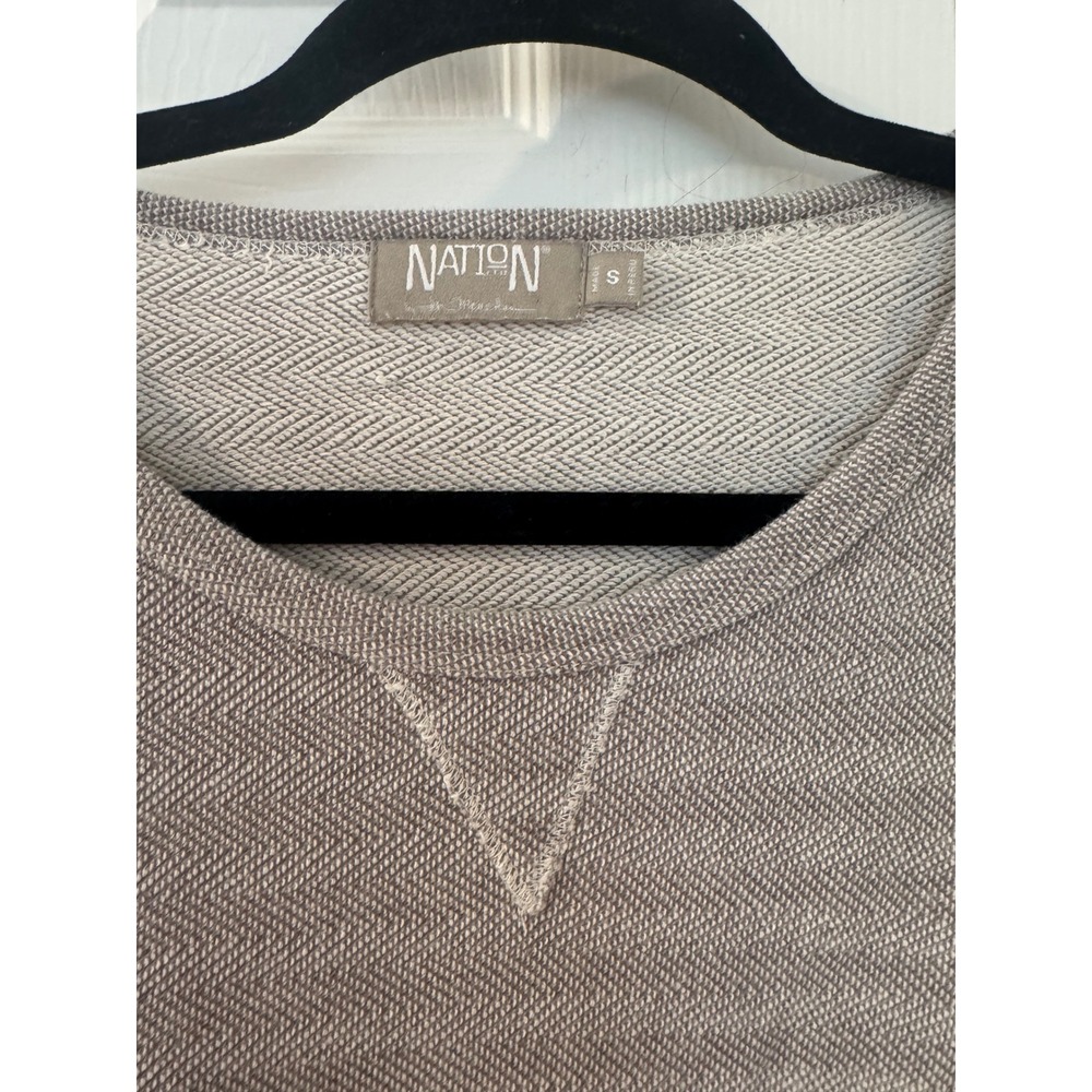 Nation LTD Jen Menchaca Grey Herringbone Raw Hem Sweatshirt Womens Small Peru - Picture 4 of 9